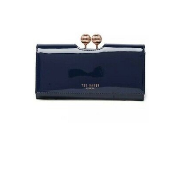 NIB- Ted Baker - FELICEE - Bobble Matinee Wallet - Navy Patent Leather - Picture 2 of 7